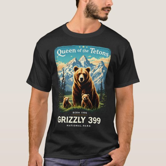 Königin des Tetons Grizzly 399 Nationalparks T-Shirt (Vorderseite)