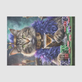 Königin des Tisches, Katze spielt Karten Seidenpapier