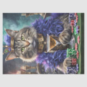 Königin des Tisches, Katze spielt Karten Seidenpapier (Vorderseite)