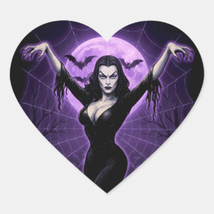 Königin des Web-Vampir-Gothic-Stickers – Violett Herz-Aufkleber