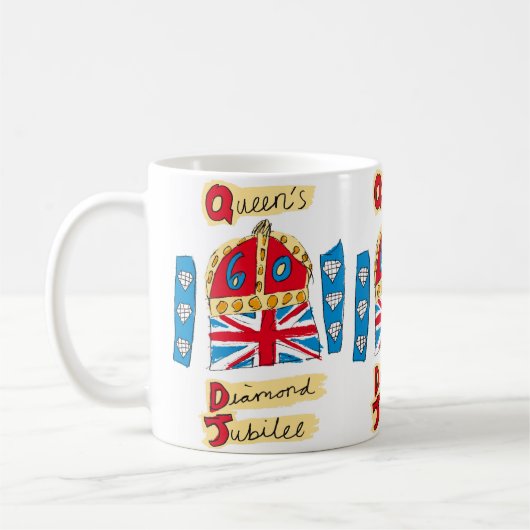 Königin-Diamant-Jubiläumsemblem Kaffeetasse (Links)