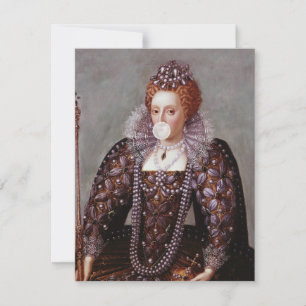 Königin Elisabeth I. bläst weißen Kaugummi
