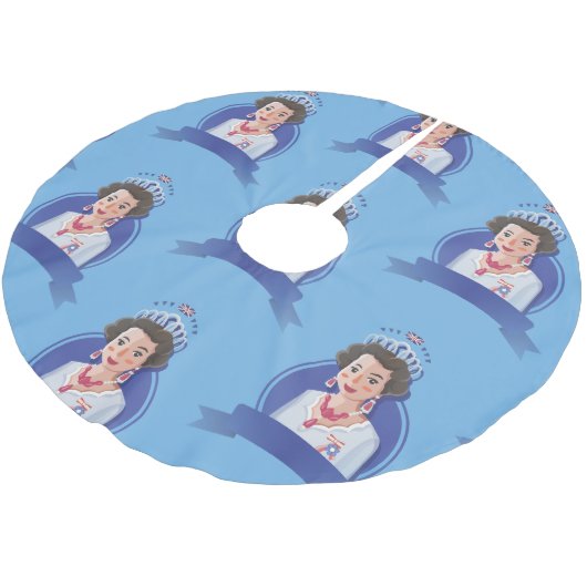 Königin elizabeth 2 xmas Weihnachtsbaumrock Polyester Weihnachtsbaumdecke (Schrägansicht)