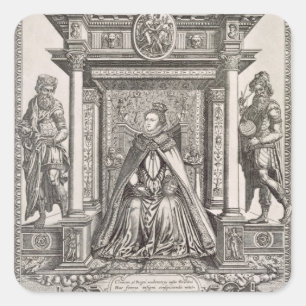 Königin Elizabeth I (1533-1603) als Schutzpatron v Quadratischer Aufkleber
