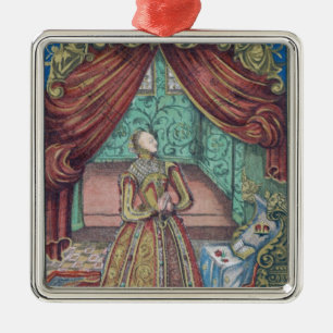 Königin Elizabeth I am Gebet, Frontispiz Silbernes Ornament