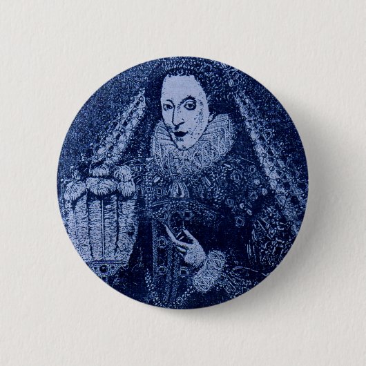 Königin Elizabeth I. blau Button (Vorderseite)