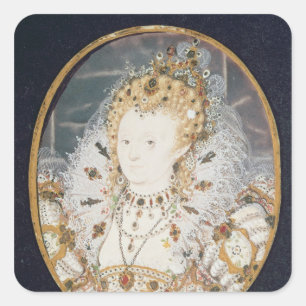 Königin Elizabeth I, c.1595-1600 Quadratischer Aufkleber