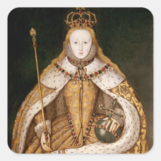 Königin Elizabeth I. in Coronation Robes Quadratischer Aufkleber (Vorderseite)