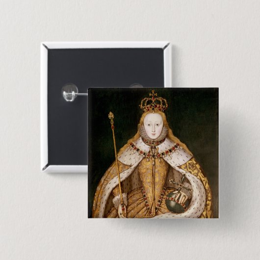 Königin Elizabeth I in den Krönungs-Roben Button (Vorne & Hinten)