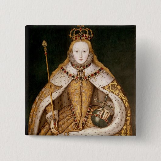 Königin Elizabeth I in den Krönungs-Roben Button (Vorderseite)