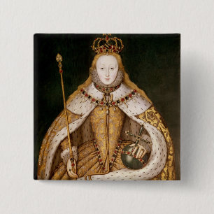 Königin Elizabeth I in den Krönungs-Roben Button