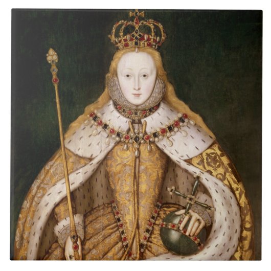 Königin Elizabeth I in den Krönungs-Roben Fliese (Vorderseite)