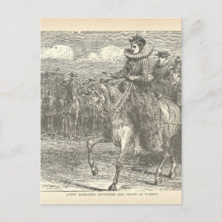 Königin Elizabeth I. in Tilbury Antique Gravur Postkarte