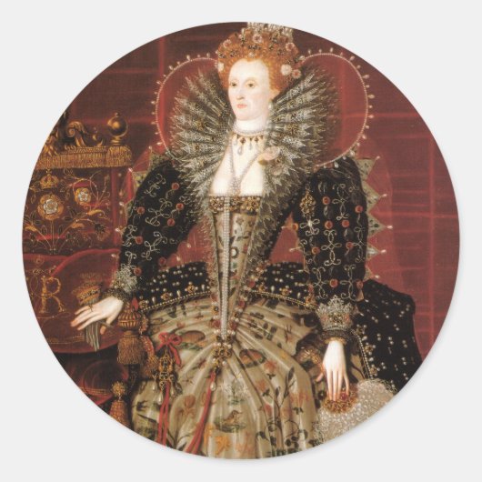 Königin Elizabeth I. Runder Aufkleber (Vorderseite)