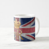 Königin Elizabeth II ER Tasse mit britischer Flagg (VorderseiteRechts)