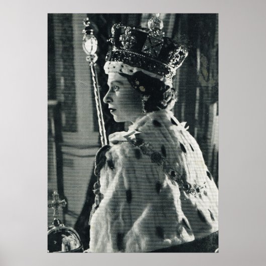 Königin Elizabeth II. mit Koronationsregalia Poster (Vorne)