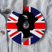 KÖNIGIN ELIZABETH MIT KOPFSTEINEN UND FLAGGE IM VE BUTTON (Beispiel)