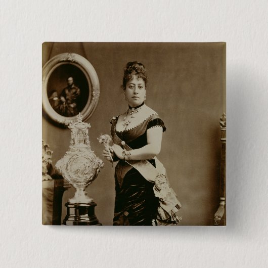 Königin Emma (1836-85) (Sepiaphotographie) Button (Vorderseite)