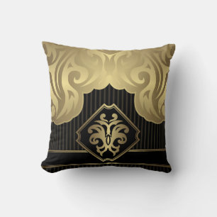 Königin, Gold, Lilie, Muster, schwarz, elegant,v Kissen