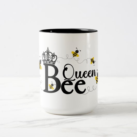 Königin, Honey Bee, Hummel, Geschenk für sie Zweifarbige Tasse (Mittel)