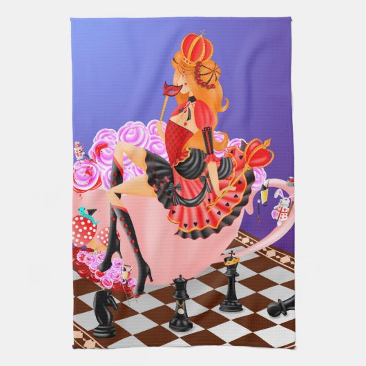 Königin im Teakup-Handtuch Geschirrtuch (Vertikal)