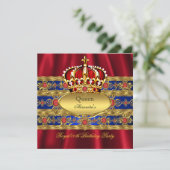 Königin King Prince Royal Blue Regal Red Crown 2 Einladung (Stehend Vorderseite)