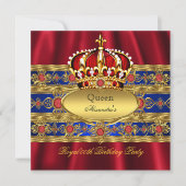 Königin King Prince Royal Blue Regal Red Crown 2 Einladung (Vorderseite)