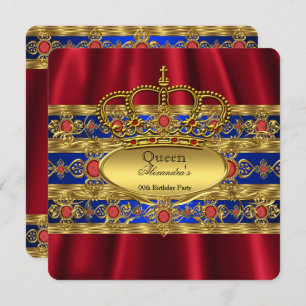 Königin King Prince Royal Blue Regal Red Crown Einladung
