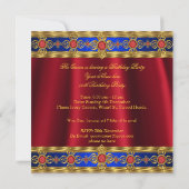 Königin King Prince Royal Blue Regal Red Crown Einladung (Rückseite)