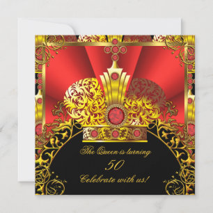 Königin King Regal Red Gold Royal Geburtstagsparty Einladung
