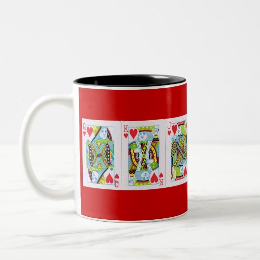 Königin, König, Jack des Herzens Zweifarbige Tasse (Links)