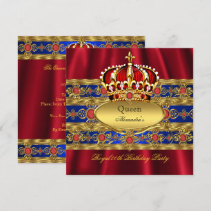 Königin König Prinz Royal Blau Regales Rot Krone 2 Einladung