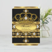 Königin König Prinz Royal Gold Diamond Crown Party Einladung (Stehend Vorderseite)