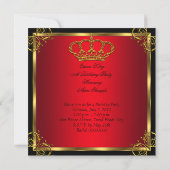 Königin/König Regal Red Gold Royal Geburtstagspart Einladung (Rückseite)