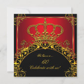 Königin/König Regal Red Gold Royal Geburtstagspart Einladung (Vorderseite)
