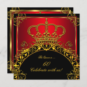 Königin/König Regal Red Gold Royal Geburtstagspart Einladung
