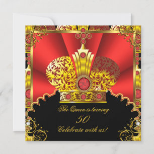 Königin König Regent Rot Gold Royal Geburtstagsfei Einladung