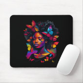 Königin Kunstmalerei Schmetterling Afro Niedlich Mousepad (Mit Mouse)