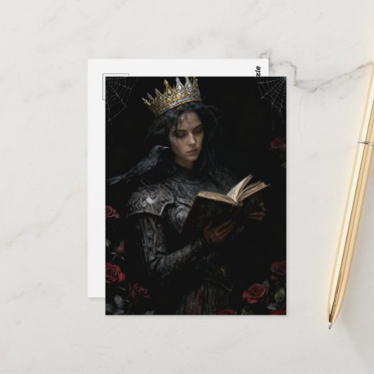 Königin liest ein Buch Postkarte (Vorderseite/Rückseite Beispiel)