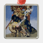 Königin Maeve Warrior Princess Fantasy Art Silbernes Ornament (Vorne)