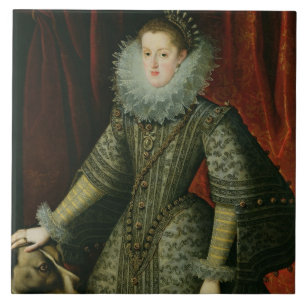 Königin Margarita von Österreich, 1609 (Öl auf Fliese