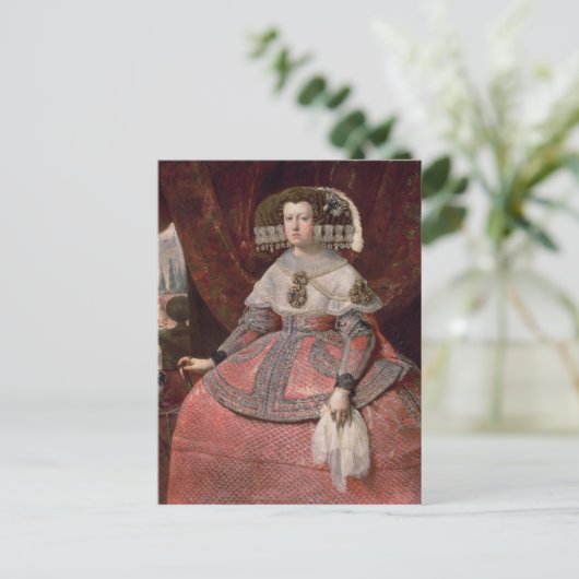 Königin Maria Anna von Spanien in einem roten Klei Postkarte (Stehend Vorderseite)
