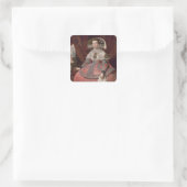 Königin Maria Anna von Spanien in einem roten Klei Quadratischer Aufkleber (Tasche)