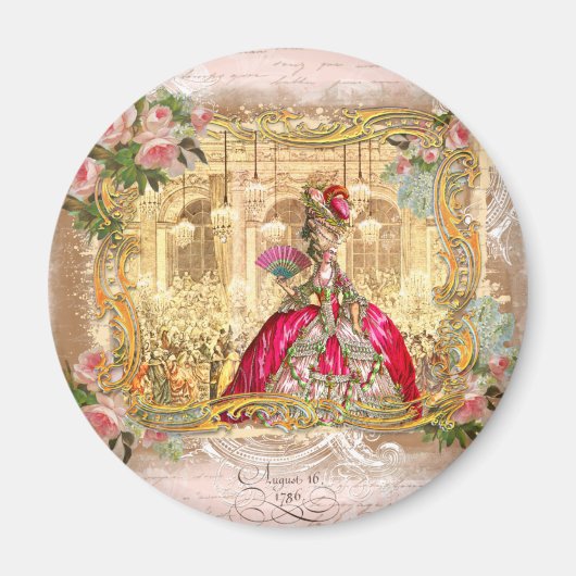 Königin Marie Antoinette von Versailles Party Pink Magnet (Vorne)