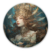 Königin Meerjungfrau und Fische unter Wasser Keramikknauf (Vorderseite)