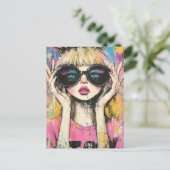 Königin mit großer Brille Postkarte (Stehend Vorderseite)