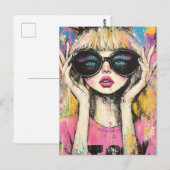 Königin mit großer Brille Postkarte (Vorne/Hinten)