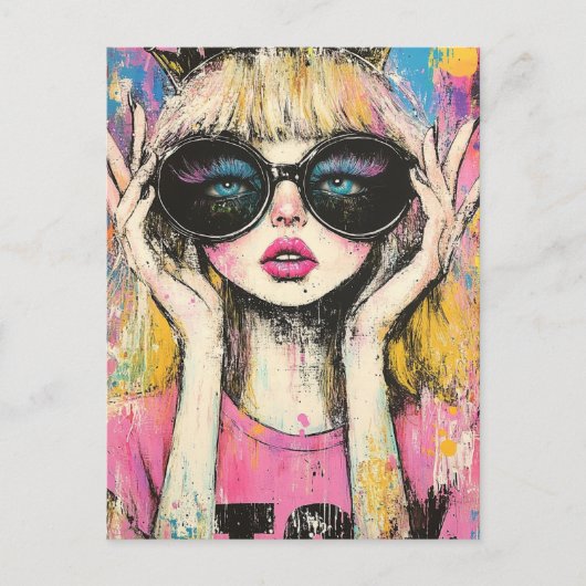 Königin mit großer Brille Postkarte (Vorderseite)