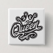 Königin mit Krone, Typografie-Design Button (Vorderseite)