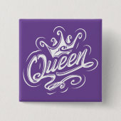 Königin mit Krone, Typografie-Design Button (Vorderseite)